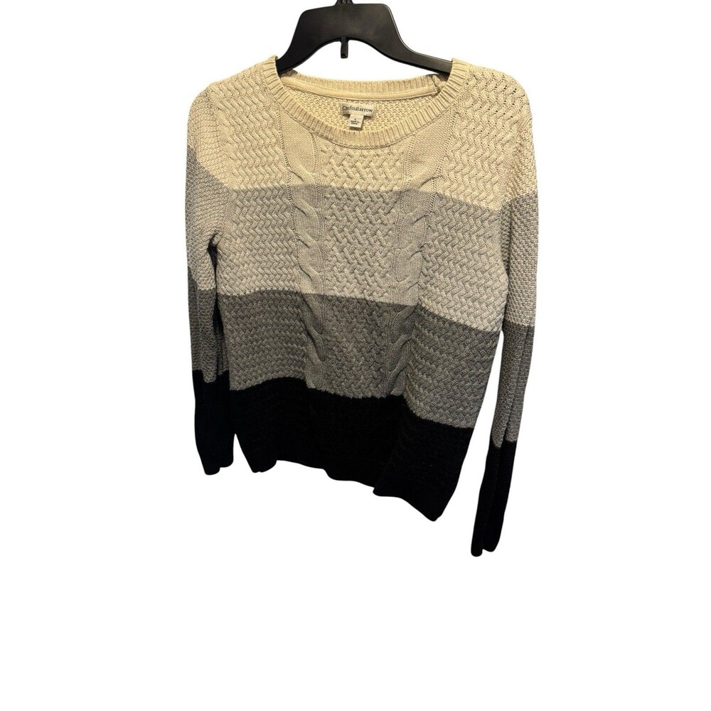 Croft & Barrow Cable Knit Color Block Pullover Sweater Women's Size Large EUC